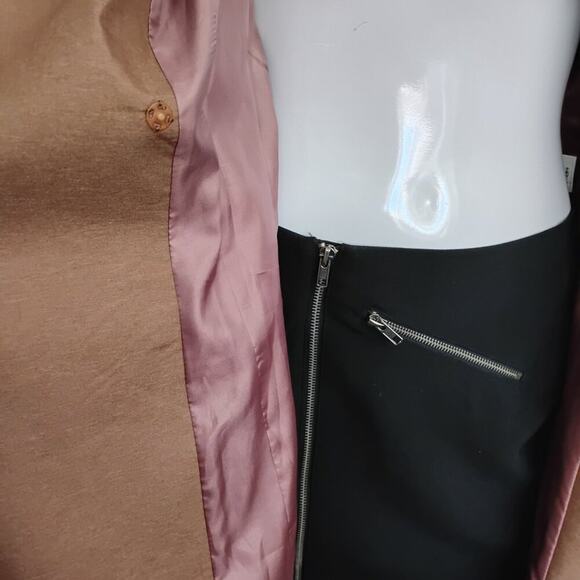 Nemow Trench Coat Size Small Light Mocha Long Sleeve 2 Snap Buttons Tie Belt - Picture 7 of 11